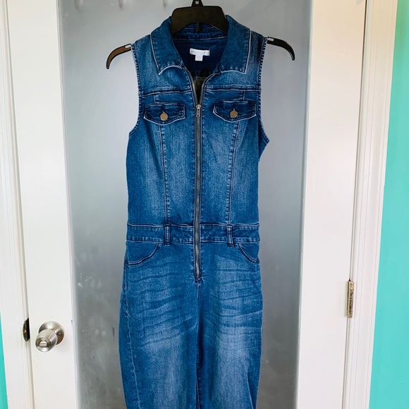 New York & Company Other - NY&Co. | Denim Front Zip Collared Jumpsuit M